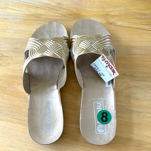 Gold flat sandals size 8